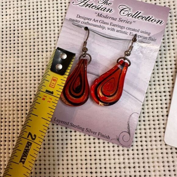 Lot of 2 Dangling Earrings New Multicolored Boho Art Glass‎ - Picture 6 of 7